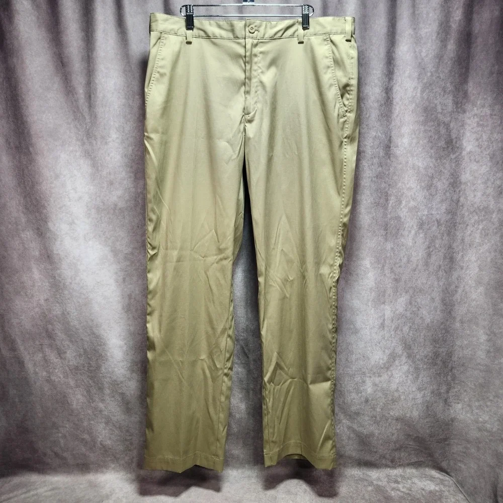 Nike Golf Mens Dri-FIT Flat Front Chino Pants Khaki Tan 36x32 Stretch RN 56323
